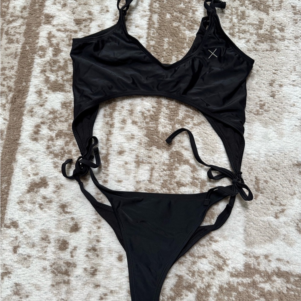 Black Cutout Tie-Side One Piece